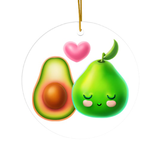 Avocado Love - Cute Couple Design Ceramic Ornaments