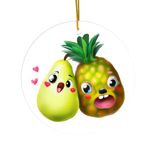 Pineapple pear love - cute fruit design Ceramic Ornaments