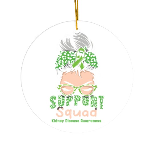 Support Squad Green Kidney Disease Awareness Month Ceramic Ornaments