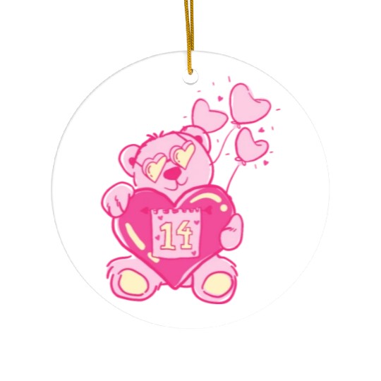Teddy bear valentine with balloons Ceramic Ornaments