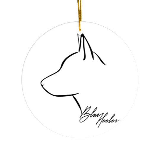 Funny Blue Heeler Profile dog mom Ceramic Ornaments