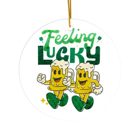 St Patrick's Day Feeling Lucky Retro Vintage Beer Ceramic Ornaments