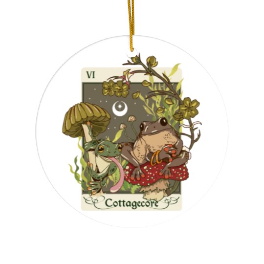Swamp Mushroom Frog Cottagecore Tarot Card Aesthet Ceramic Ornaments