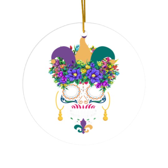 Mardi Gras Costume El Dia De Los Muertos Flower Ceramic Ornaments