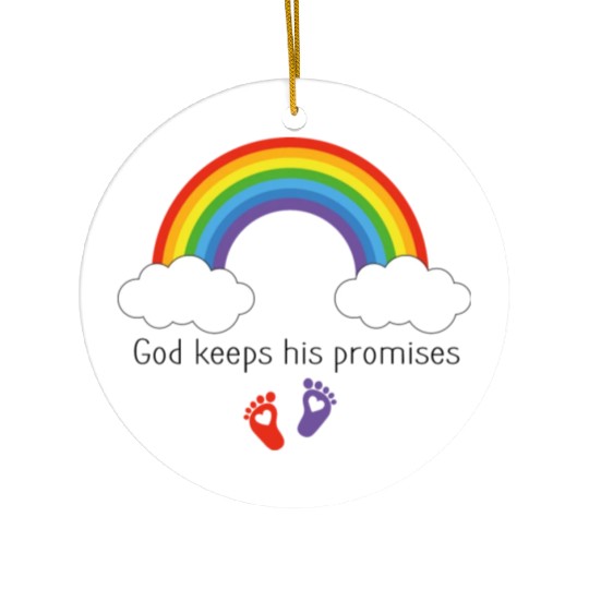 God keeps his promises Rainbow infant gown Ceramic Ornaments