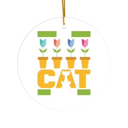 Tulip Gardening Cat Ceramic Ornaments