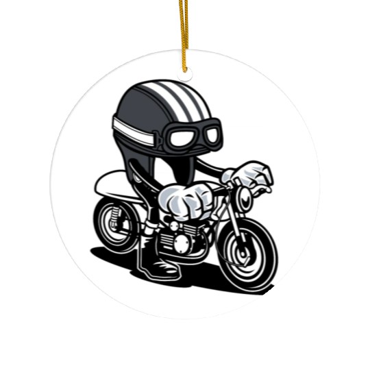 Motorcycle with Cartoon Helmet Ceramic Ornaments