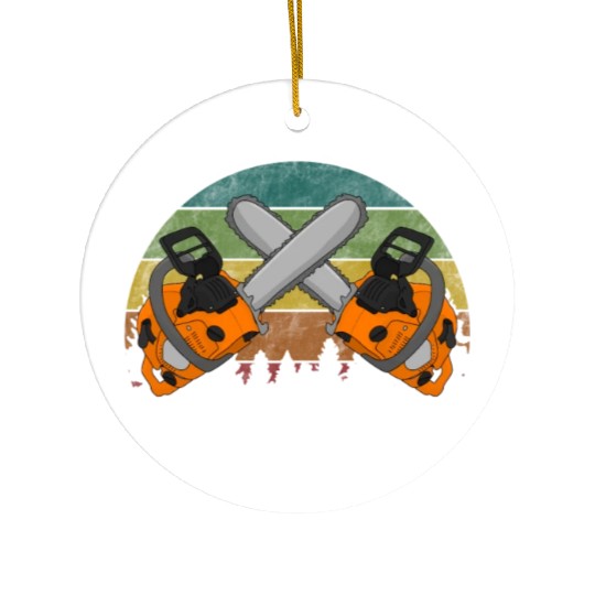 chainsaw Lumberjack Ceramic Ornaments