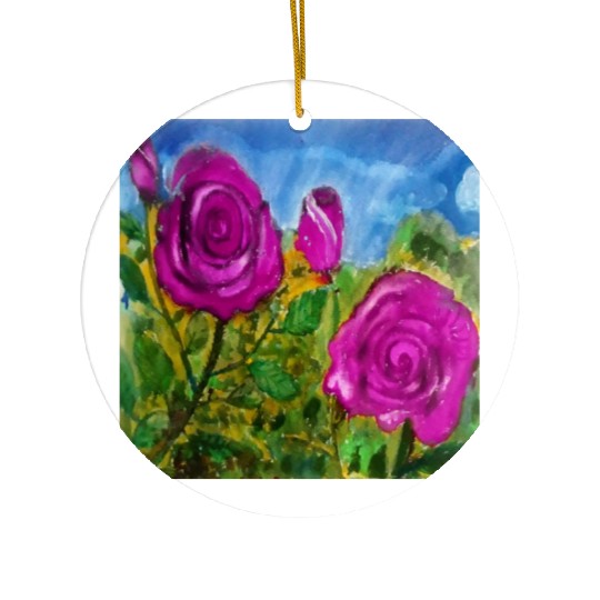 Hand Painted Roses Ceramic Ornaments Ceramic Ornaments Mugs Tote Bags