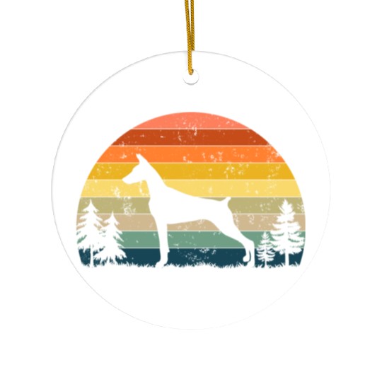 Vintage Retro Sunset Dog Owner Ceramic Ornaments