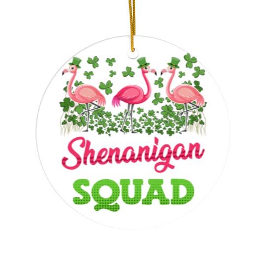 Flamingo Shenanigan Squad St. Patrick's Day Ceramic Ornaments
