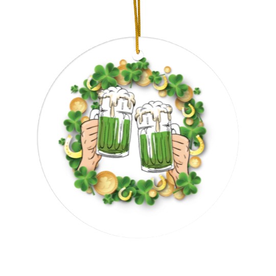 St. Patrick's Day Irish Green Beer, Wine Cups Ceramic Ornaments