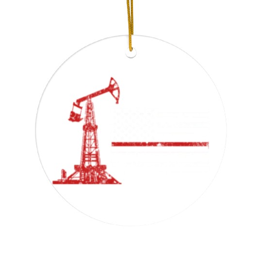 Oilfield Oil Drilling Us Flag Ceramic Ornaments