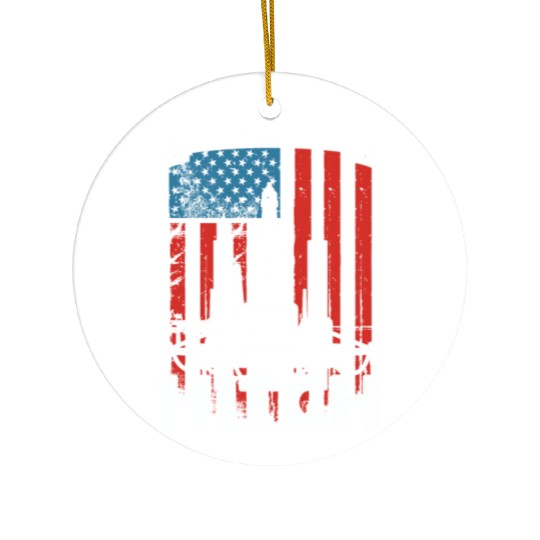 Oilfield Oil Drilling Us Flag Ceramic Ornaments