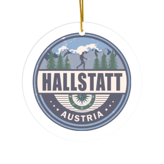 Hallstatt Austria Austrian Alps Vintage Hiking Ceramic Ornaments