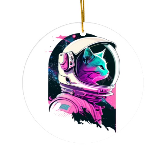 Aesthetic Vaporwave Space Cat 80s 90s Astronaut Ceramic Ornaments