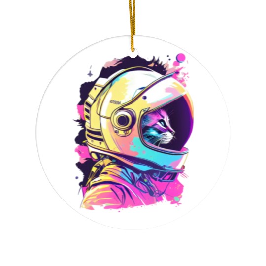 Aesthetic Vaporwave Space Cat 80s 90s Astronaut Ceramic Ornaments