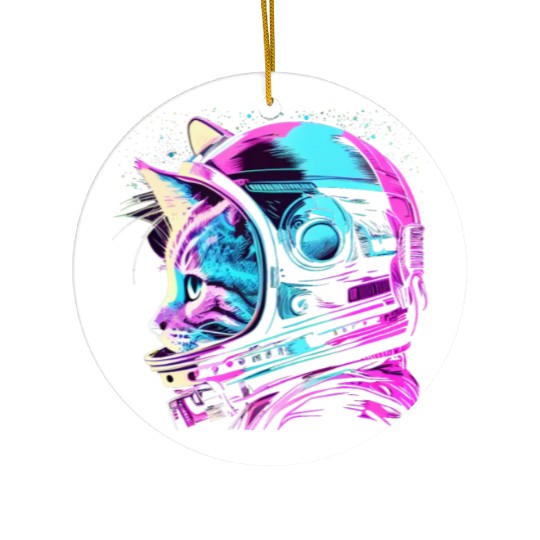 Aesthetic Vaporwave Space Cat 80s 90s Astronaut Ceramic Ornaments