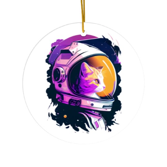 Aesthetic Vaporwave Space Cat 80s 90s Astronaut Ceramic Ornaments