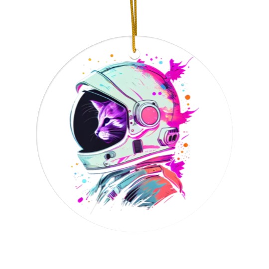 Aesthetic Vaporwave Space Cat 80s 90s Astronaut Ceramic Ornaments
