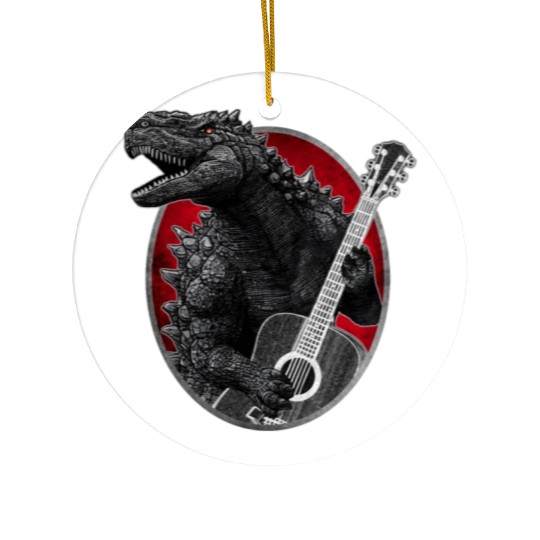 Kaiju playing guitar Ceramic Ornaments