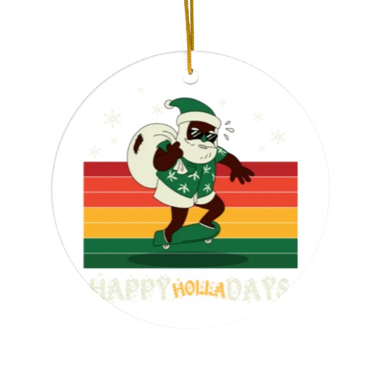 African American Santa Claus Ceramic Ornaments