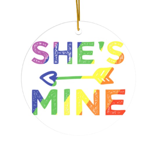 Lesbian Couple She s Mine I m Hers Matching LGBT Ceramic Ornaments