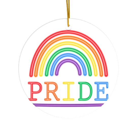 Neon Lights Rainbow Pride Ceramic Ornaments