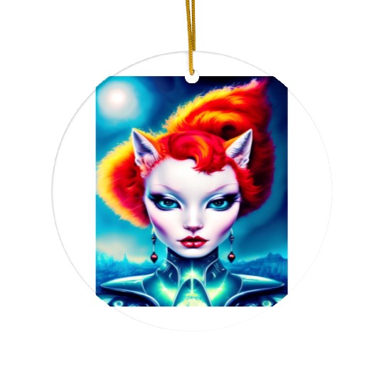 "Alien Cat Woman" Ceramic Ornaments