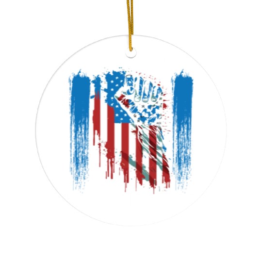 Salute The Flag Back The Badge Cop Law Enforcement Ceramic Ornaments