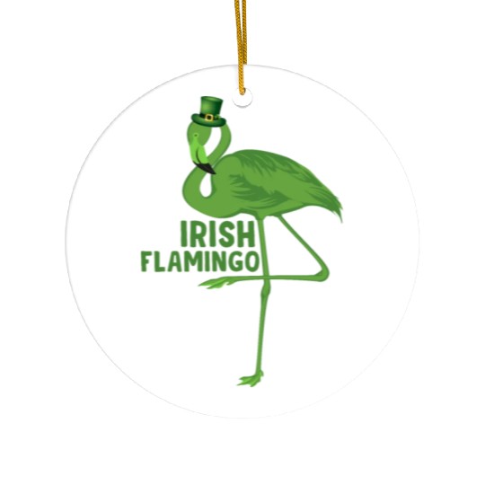 Irish Flamingo St Patricks Day Ceramic Ornaments