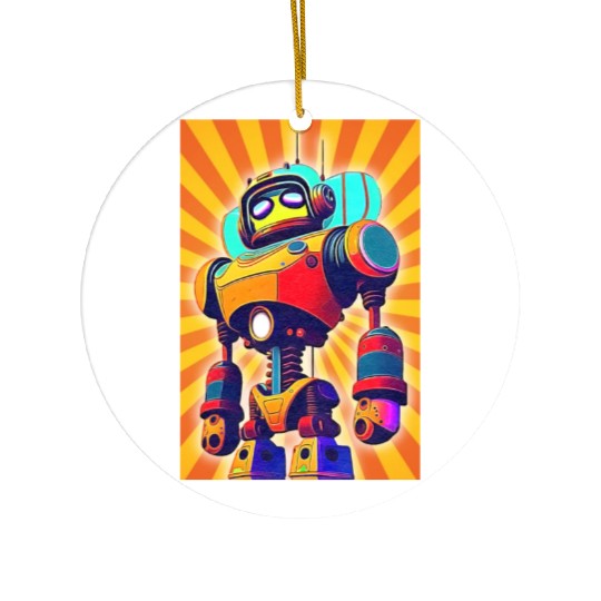 super hero cartoon iron man robot Ceramic Ornaments