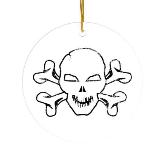Cracked Skull And Crossbones Ceramic Ornaments