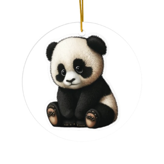 Cute little Panda playing design Ceramic Ornaments