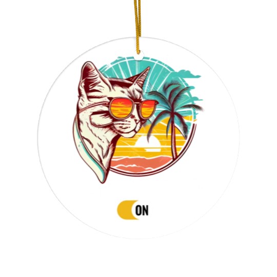 Retro Cat Vintage Sunset 80s 90s Sunglasses Ceramic Ornaments