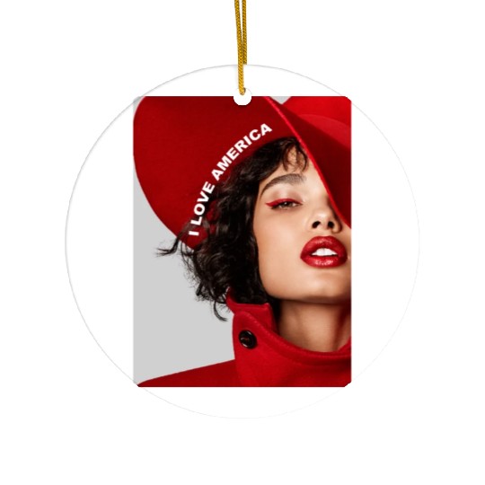 I Love America Ceramic Ornaments