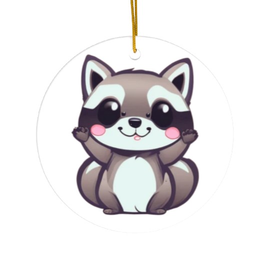 cute chibi raccoon Ceramic Ornaments