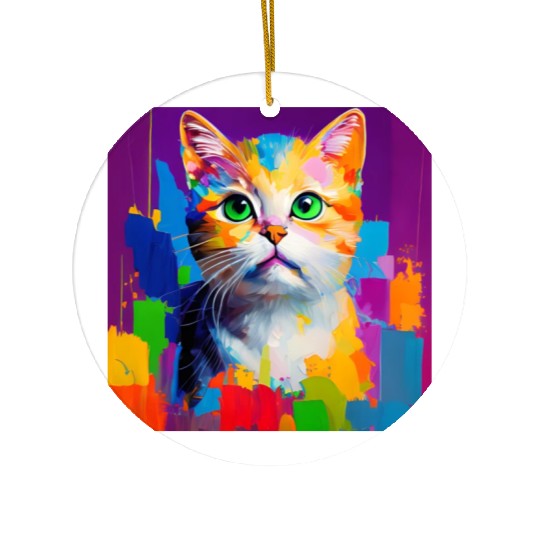 Oil Painting Style Cat Portrait Design for Cat Ceramic Ornaments