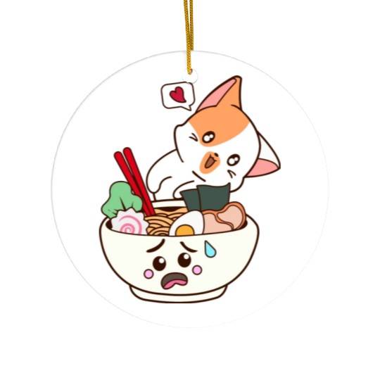 The Cat Love Ramen Ceramic Ornaments