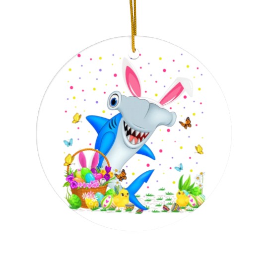 Shark Fish Easter Egg Hunting Hammerhead Shark Eas Ceramic Ornaments