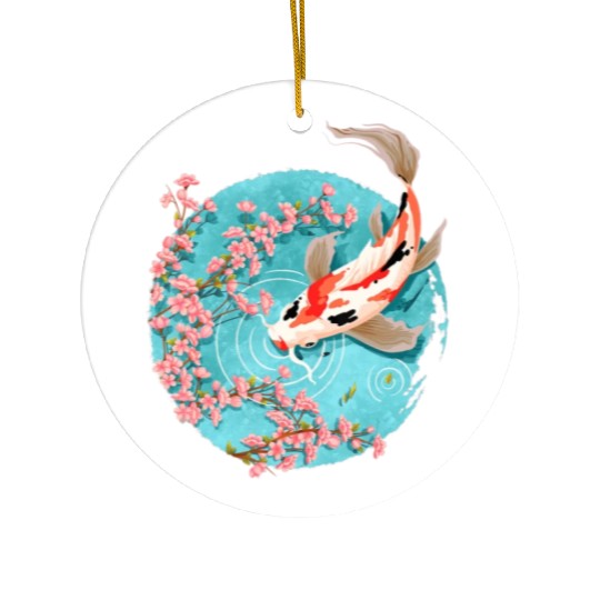 koi carp fish graphic koi fish lover Ceramic Ornaments