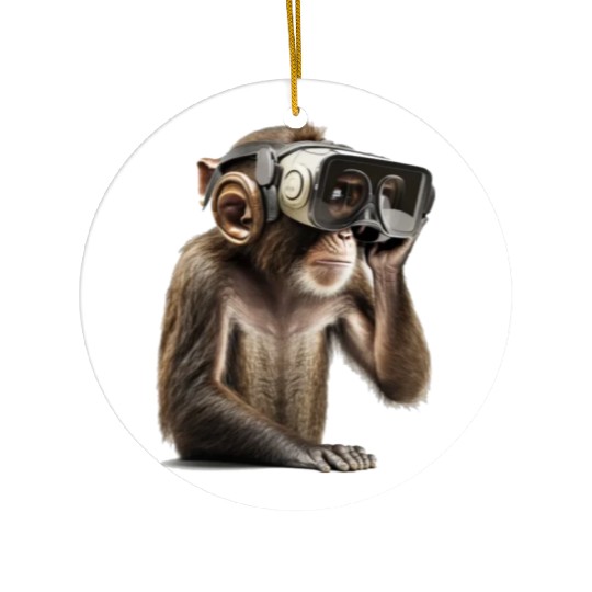 Monksy - Monkey with VR Virtual Reality goggles Ceramic Ornaments