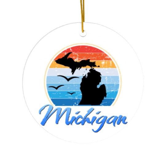 Michigan The Great Lakes State Ceramic Ornaments