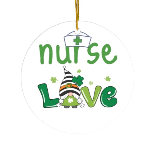 Nurses Love Shenanigans Gnomes Shamrock Ceramic Ornaments