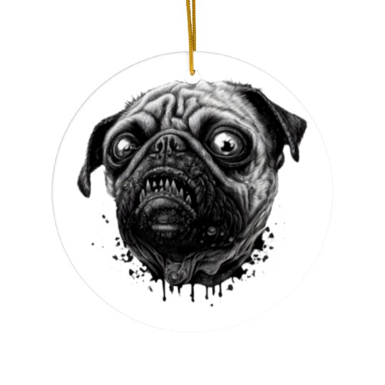Zombie pug Ceramic Ornaments