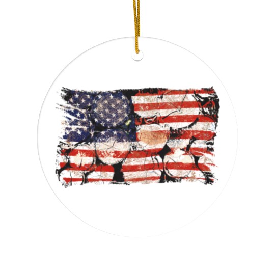 The Usa Flag Tree Trunks America Patriotism Ceramic Ornaments