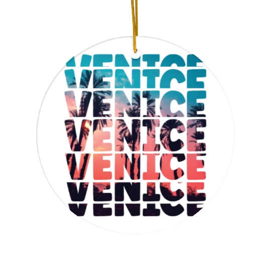 Venice Beach California Vacation Ocean Palm Tree Ceramic Ornaments