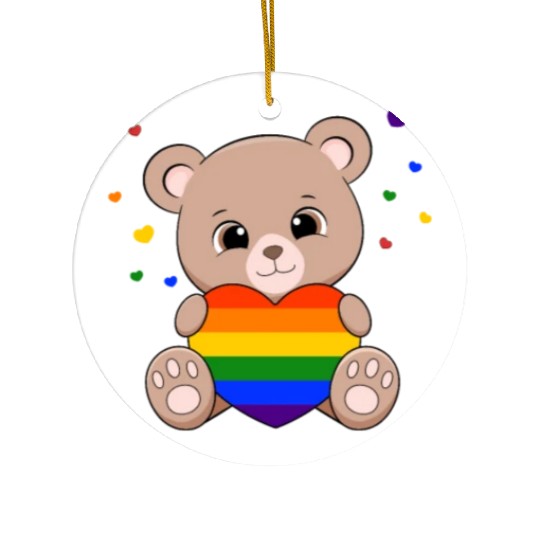 Pride with cute litte lear with heart Ceramic Ornaments