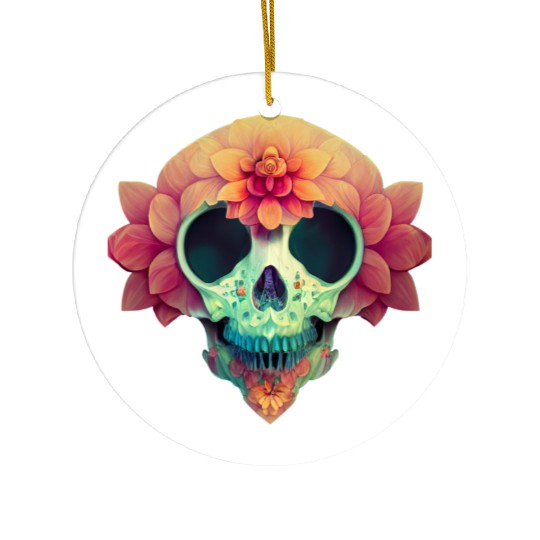 Floral Skull Candy Ceramic Ornaments