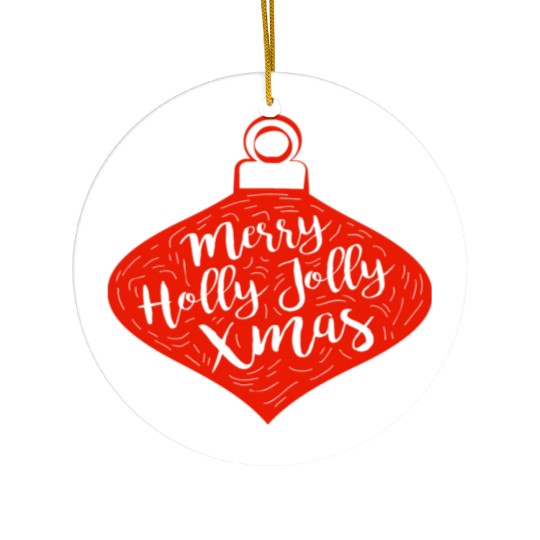 Merry Holly Jolly Xmas Ceramic Ornaments